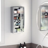 HOMCOM Medicijnkastje medicijnkastje EHBO met slot RVS 30 x 12 x 60 cm(m-9)