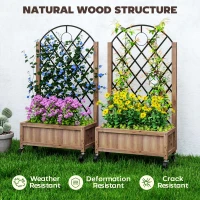Outsunny Wooden Planter, with Metal Trellis - Brown/Black(m-7)