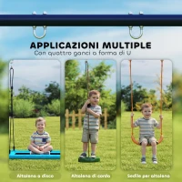 AIYAPLAY Struttura per Altalena da Giardino per Bambini 3-8 Anni in Acciaio, 4 Ganci, 260x160x178 cm, Blu(m-5)