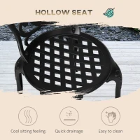 Outsunny 3 Piece Garden Bistro Set, Cast Aluminium Outdoor Furniture Set with Umbrella Hole for Balcony, Porch, Patio, Black(m-6)