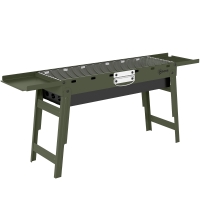 Outsunny Portable BBQ Grill, Foldable Charcoal Grill for Camping and Picnics with 2 Side Shelves and Handle, Green