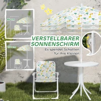 AIYAPLAY Kinder-Sitzecke, Klappstuhl-Sitz-Set mit Sonnenschirm, Buntes Muster, Weiß(m-5)