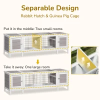 PawHut Rabbit Hutch and Run, with Removable Tray - Grey(m-6)