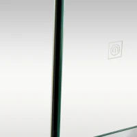 kleankin Armario con Espejo de Baño de Pared en MDF con 3 Armarios, 3 Estantes y Luz LED, 90x15x65 cm, Negro(m-5)