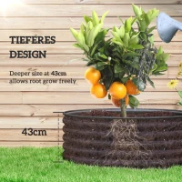 Outsunny Galvanised Raised Garden Bed with Safety Edging, Outdoor Raised Planter Box with Gloves, 120 x 120 x 43cm, Dark Grey(m-4)