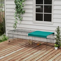 PawHut Parc enclos modulable acier avec bache pour lapins rongeurs petits animaux intérieur extérieur 220L x 85l x 70H cm vert(m-10)