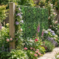 Outsunny 6er-Set Künstliche Hecken Sichtschutz Garten 50x50 cm Mailand-Design Einfache Montage UV-beständig für Terrasse Balkon Grün(m-5)