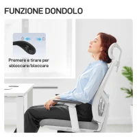 HOMCOM Silla de Oficina Ergonómica y Transpirable con Soporte Lumbar Dinámico 4D, 64.5x62.5x112-122 cm, Multicolor(m-3)
