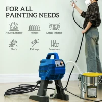 HOMCOM Airless Paint Sprayer, Thinning-Free Electric Paint Spray Gun for Walls, Fences & DIY Projects, 200 Bar High Pressure, 1.5L/min Flow Rate, 7.5m Hose, Indoor & Outdoor Use, Dark Blue(m-4)