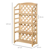 Outsunny Estantería portaplantes plegable con 4 estantes regulables en madera(m-3)
