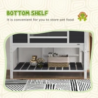 PawHut Wooden Tortoise Enclosure w/ Adjustable Lamp Holder, Openable Lid, Dual Main Houses, Storage Shelf, Fixed Tray - Grey(m-7)