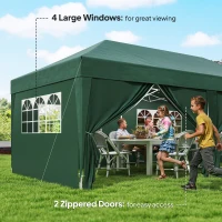 Outsunny 3 x 6m Pop-Up Gazebo, with Curtain Walls and Windows - Dark Green(m-7)