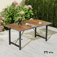 Outsunny Mesa de Jardín 160x90 cm en Madera de Acacia y Acero con Sobre de Lamas, Teca(m-3)