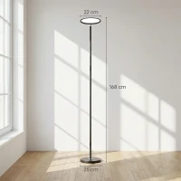 HOMCOM Uplighter Floor Lamp with Tuya App and Music Sync, Standing Lamp with Adjustable Head for Living Room Bedroom, Black(m-3)