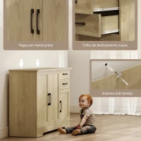 HOMCOM Aparador Móvel com 3 Portas Moderno para Sala de Estar com 2 Gavetas Prateleira Ajustável 120x38x79 cm Madeira(m-7)