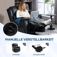 HOMCOM Massagesessel, Wärme- & Liegefunktion, Kunstleder, bis 150kg, 97x92x104cm, Schwarz(m-5)