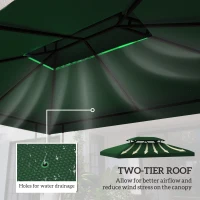 Outsunny Gazebo Roof Replacement, for 3 x 4m Frames - Green(m-4)