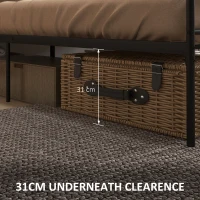 HOMCOM King Size Bed Frame, 5ft4 Metal Bed Base with Headboard and Footboard, 31cm Underneath Storage Space for Bedroom(m-4)