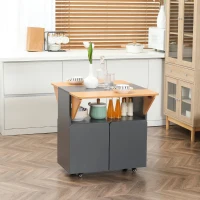 HOMCOM Mesa Plegable Ahorro de Espacio para 4 Personas máx con 4 Ruedas, Estante Oculto y Armario con Puertas, 70x83x75 cm(m-2)