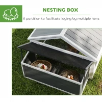 PawHut Wooden Chicken Coop with Nesting Box, Openable Roof, for 4-8 Chickens, White(m-7)