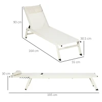 Outsunny Tumbona Reclinable 2pz en Aluminio y Poliéster, 55x195x30 cm, Beige(m-3)