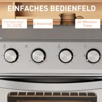 HOMCOM Minibackofen mit Umluft, Heißluftfritteuse, 6 Heizmodi, Timer, Zubehör, 24L, Silber(m-6)