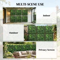 Outsunny 6er-Set Künstliche Hecken Sichtschutz Garten 50x50 cm Mailand-Design Einfache Montage UV-beständig für Terrasse Balkon Grün(m-4)