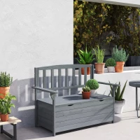 Outsunny Two-Seater Garden Storage Bench - Grey(m-6)