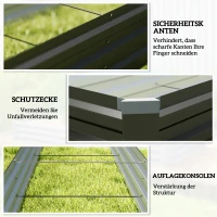 Outsunny Hochbeet, Gartenbeet, Kräuterbeet, wetterbeständig, offener Boden, 240 x 60 x 30 cm, Dunkelgrau(m-7)