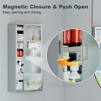 HOMCOM Medicijnkastje medicijnkastje EHBO met slot RVS 30 x 12 x 60 cm(m-4)