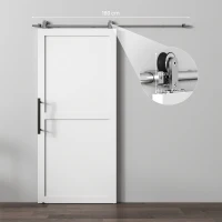 HOMCOM Sliding Door Hardware Kit Smooth Quiet 304 Stainless Steel for 200cm Track Sliver Tone(m-3)