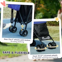 PawHut Foldable Dog Stroller, Lightweight Dog Pram w/ Shoulder Strap, Storage Bag, Cup Holder, Dark Blue(m-8)