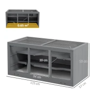 PawHut Wooden Hamster Cage, Small Animals Hutch with Tray, Openable Top, Exercise Play House Pen, 115L x 57W x 55Hcm, Grey(m-3)