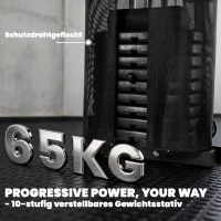 SPORTNOW Krachtstation fitnessstation met 65 kg gewichten, lat-trek, butterflystang, verstelbare preacherbank, beentrainer(m-5)