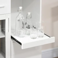 HOMCOM Aparador moderno con armarios y cajón en madera y vidrio, 60x40x95cm, Blanco(m-4)