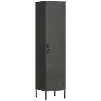 HOMCOM Metalen locker met afsluitbare deur en kledingstang, losse stalen locker voor thuis of kantoor, zwart(m-11)