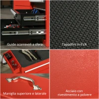 DURHAND Carro Porta Herramientas 2 en 1 con Caja Extraíble y Armario con Llave en Acero, Rojo(m-4)