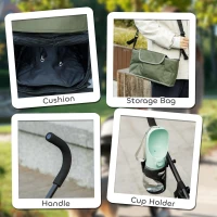 PawHut Foldable Dog Stroller, Lightweight Dog Pram w/ Shoulder Strap, Storage Bag, Cup Holder, Dark Green(m-7)