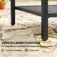 Outsunny Beistelltisch 45 x 45 cm wetterfest Gartentisch mit Lamellendesign Ablage verstellbaren Füßen 30kg Belastbar(m-7)