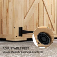 Outsunny Wooden Garden Storage Shed, Tool Storage Cabinet with Asphalt Roof and 2 Shelves for Garden Tools, Equipment, Outdoor Tool Shed with Double Doors, Natural(m-7)