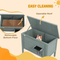 PawHut Feral Cat House, Wooden Insulated with Removable Floor, Water-Resistant Openable Roof - Charcoal Grey(m-5)