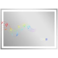HOMCOM Espejo de Baño Antivaho con Luz LED Regulable, Altavoz Bluetooth, Botones Touch, 50x70 cm(m-6)