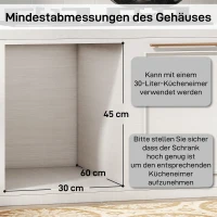 HOMCOM Ausziehbarer Mülleimer, Küchenmüllbehälter mit 2 herausnehmbaren Eimern, Griff, 30 Liter (20 L+10 L), Metall, Grau(m-6)