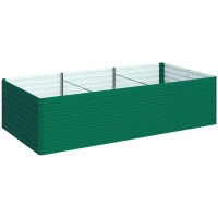 Outsunny Jardinera elevada rectangular galvanizada para exterior - fondo abierto - 240 x 120 x 60 cm, verde(m-1)