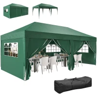 Outsunny 3 x 6m Pop-Up Gazebo, with Curtain Walls and Windows - Dark Green(m-10)
