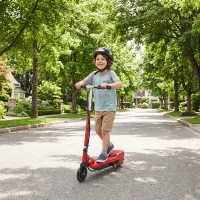 HOMCOM Folding Electric Scooter Rechargeable Kids Ride on 7-14 Age Red/Black(m-2)