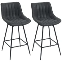 HOMCOM Set of 2 PU Leather Swivel Bar Stools - Black(m-1)
