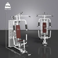 HOMCOM Home Multi Gym Large Multifunction Sturdy Strength Training Machine for Home Workout, White(m-3)