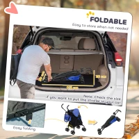 PawHut Foldable Dog Stroller, Lightweight Dog Pram w/ Shoulder Strap, Storage Bag, Cup Holder, Dark Blue(m-6)