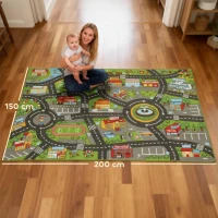AIYAPLAY Alfombra Infantil Carretera de Ciudad 200x150 cm Alfombra Educativa Antideslizante para Gateo y Jugar con Coches(m-3)